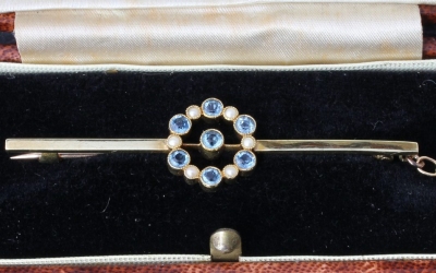 Seed Pearl Bar Brooch