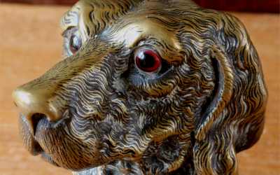 Brass Dog Inkwell