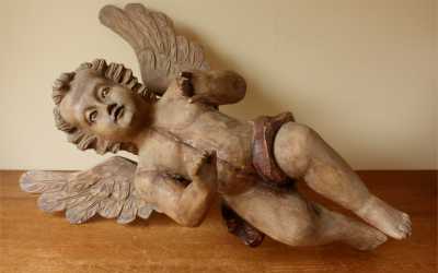 Cherub Wood Carved Statue