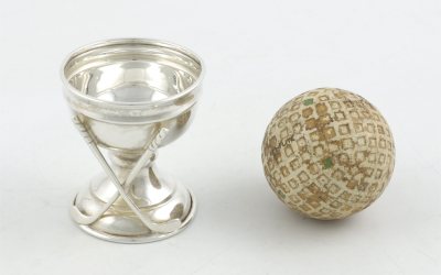 Crossed Golf Clubs Silver Trophy
