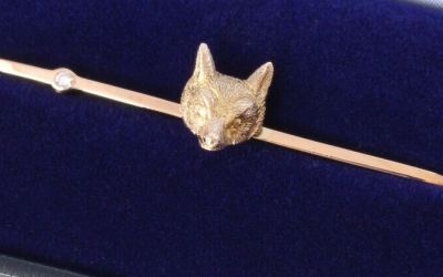 Diamond Fox Brooch