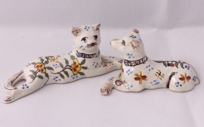 Faience Cat & Dog