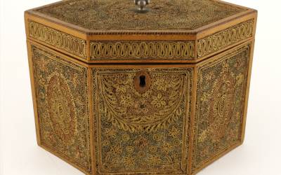 Georgian Scrolled Paper Tea Caddy