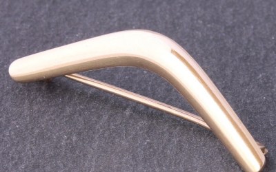 Gold Boomerang Brooch