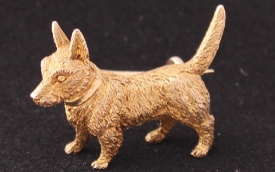 Gold Dog Brooch