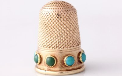 Gold Turquoise Thimble