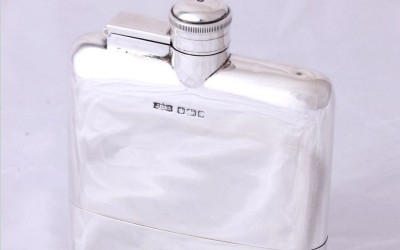 J Dixon 1915 Silver Flask