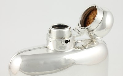 Large Antique Lockable Hip Flask