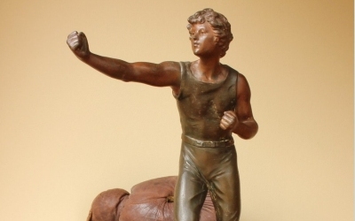 Large Metal Boxer Figure