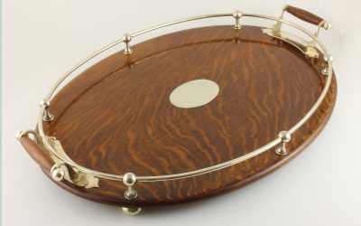 Large Oak Plated Tray