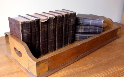 Oak Brass Library Book Tray