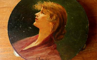Painted Tambourine Woman Antique