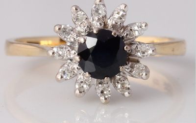 Sapphire Diamond Flower Ring