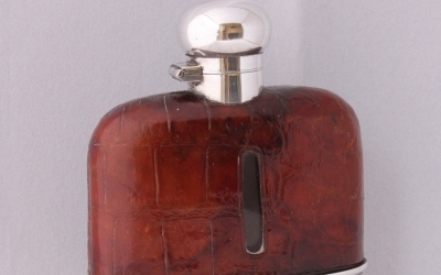 Silver Leather Hip Flask