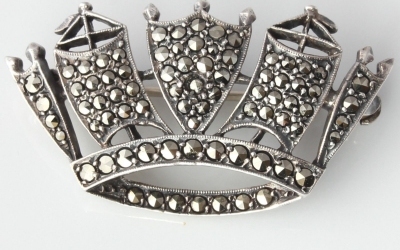 Silver Marcasite Naval Brooch