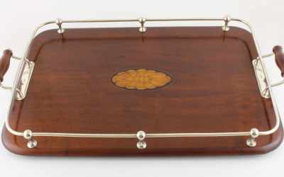 Wood Silver Plated Gallery Tray