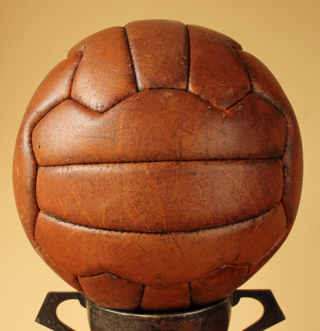 Vintage Brown Leather Football. 18 Panel Size 5 Soccer Ball c1960.