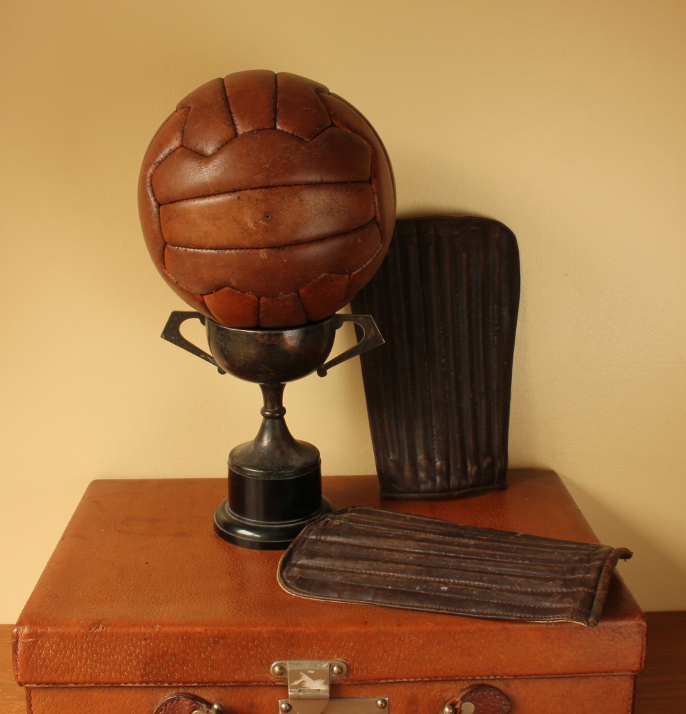 Vintage Brown Leather Football. 18 Panel Size 5 Soccer Ball c1960.