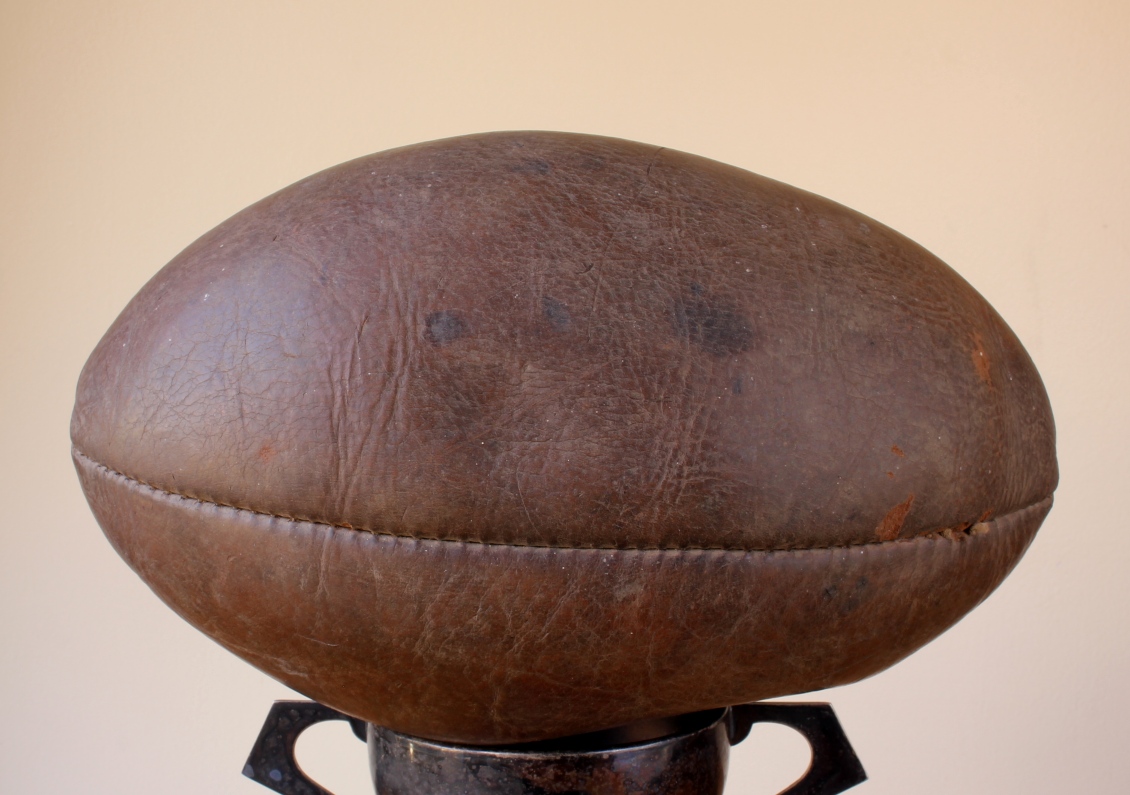 c1950 Leather Laced Rugby Ball. Prop, Sports Bar, Museum, Shop Display.