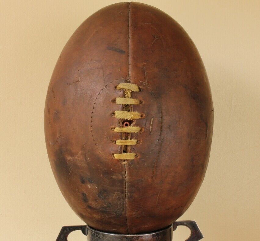 Leather Lace up Rugby Ball. Old Original 1950's Ball.