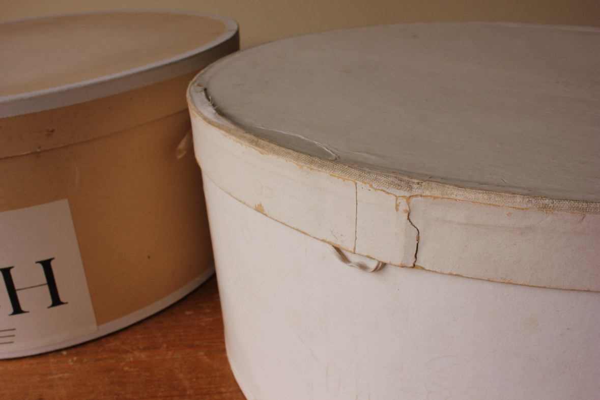 Two Decorative French Top Hat Boxes. Gelot, Motsch Paris France. c1910.