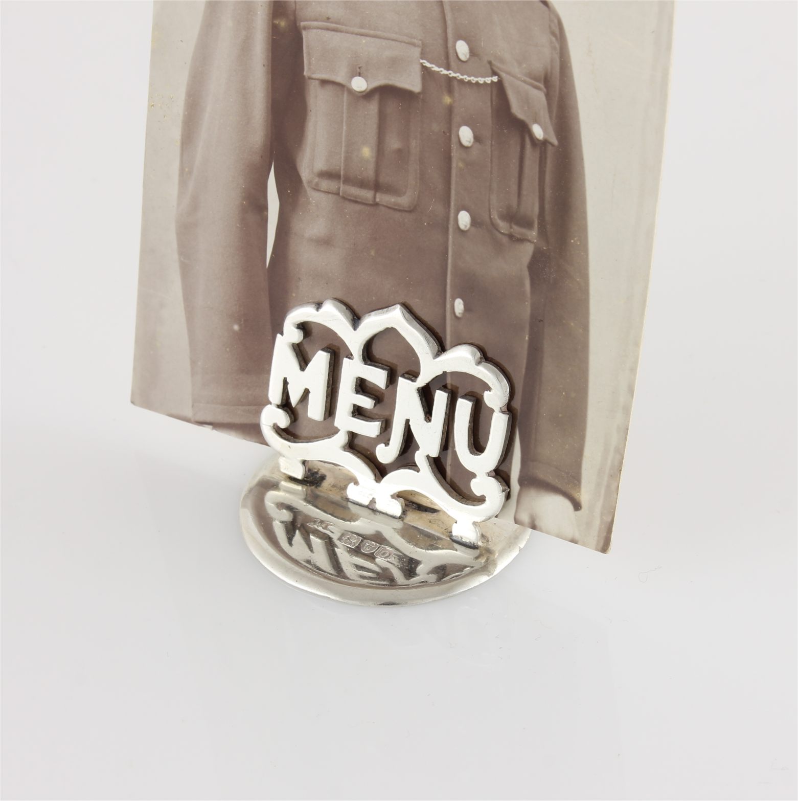 Antique MENU Silver Card Holder. Photo Clip. Hallmarked John Tiley 1909.
