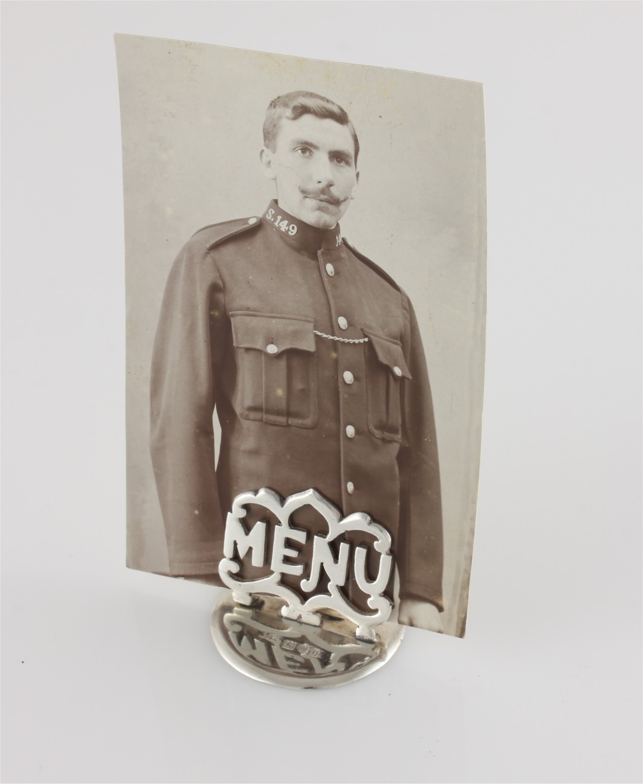 Antique MENU Silver Card Holder. Photo Clip. Hallmarked John Tiley 1909.