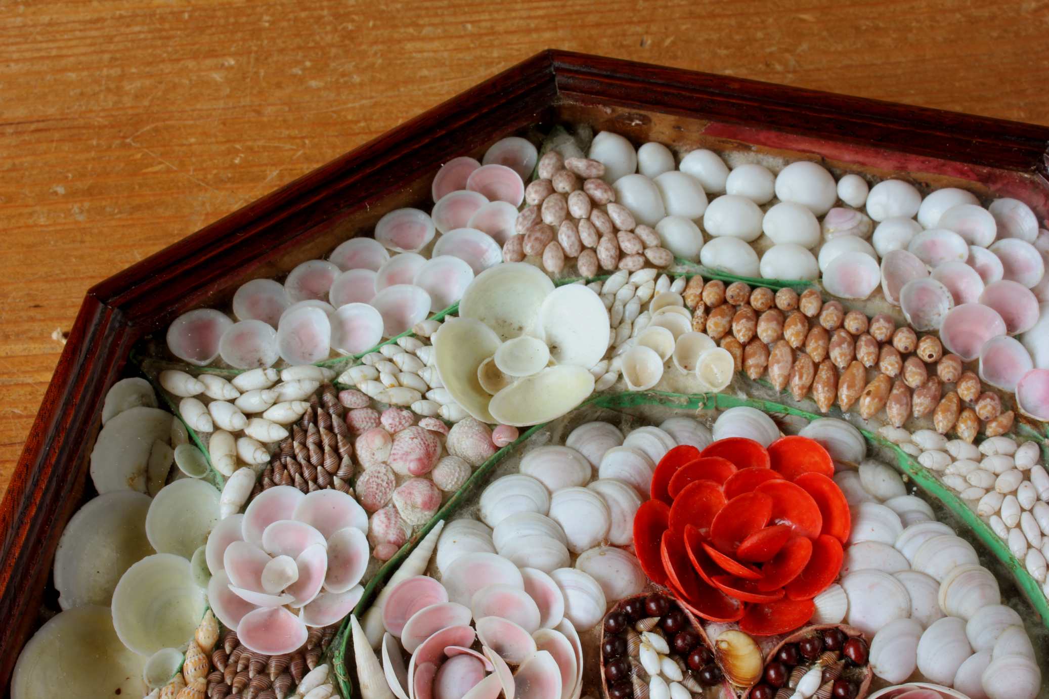 Antique Sailor's Shell Valentine. 19th Century Shellwork Love Token.