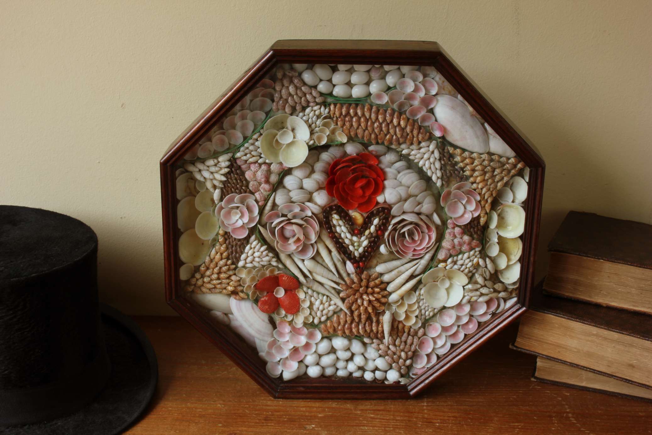 Antique Sailor's Shell Valentine. 19th Century Shellwork Love Token.