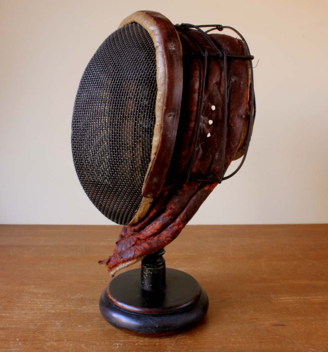 19th Century French Fencing Mask Lamp on Custom Iron Stand – Chattel