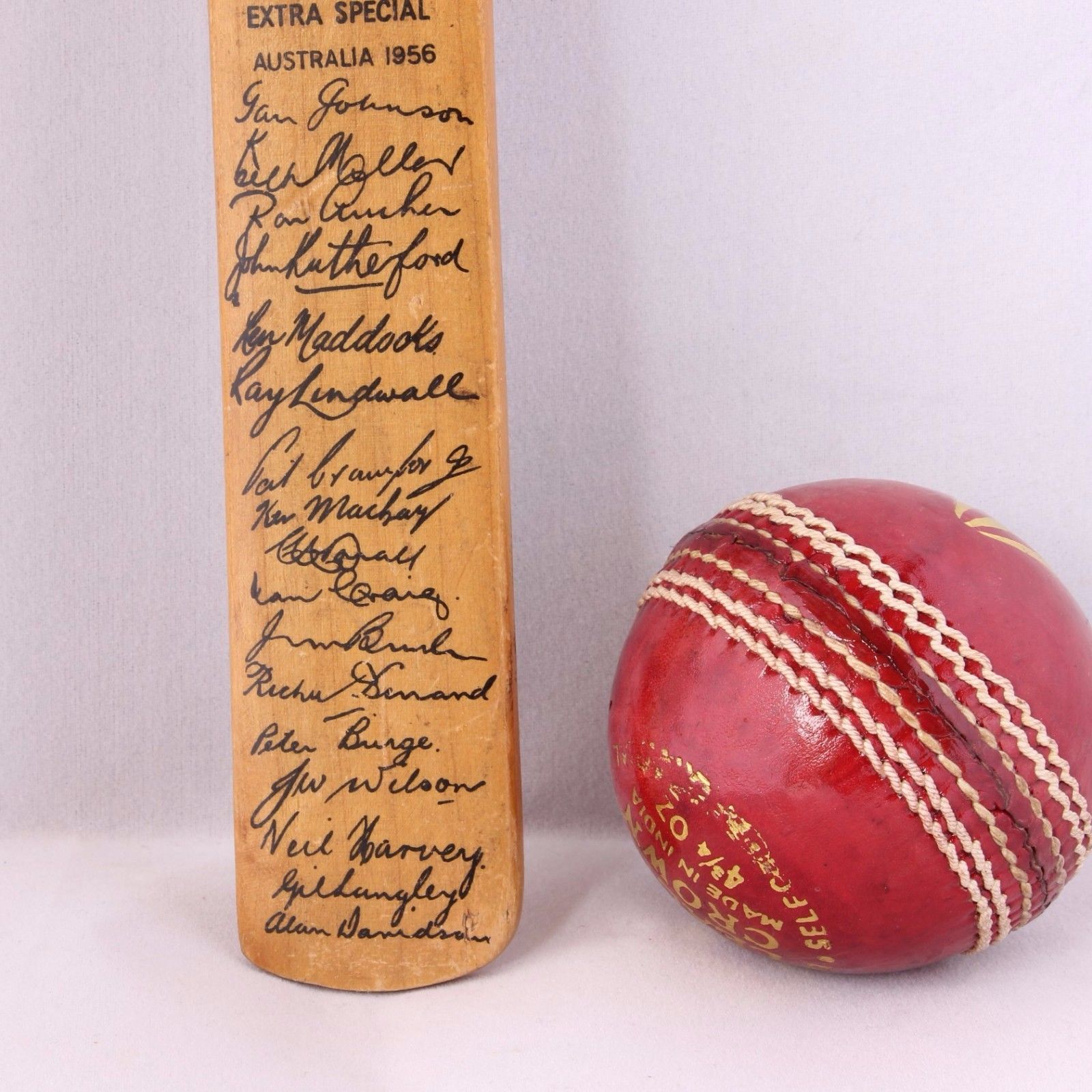 Miniature Nicolls The Keith Miller Autograph Cricket Bat Australia 1956.