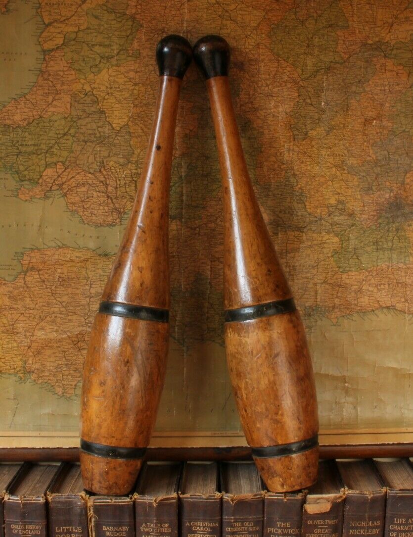 Extra Large & Heavy Indian Clubs. Wood Exercise Weights / Meels.