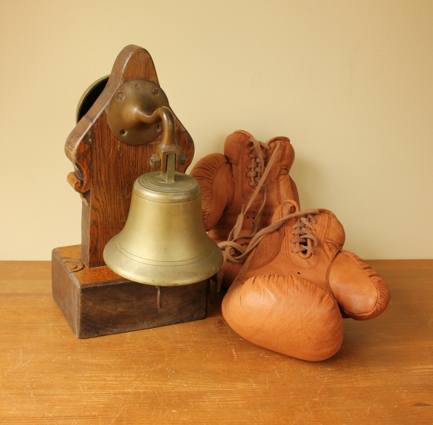 Brass Boxing Ring Bell. Boxer Ringside Start / Stop Double Bells.
