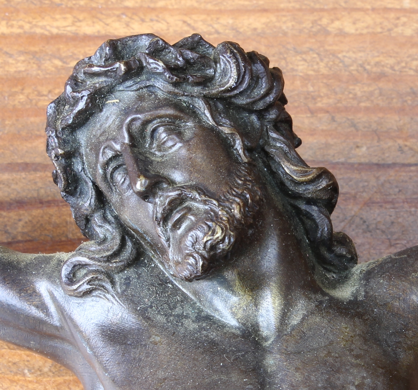 Antique Solid Bronze Corpus Jesus Christ Figure Crucifix c1900