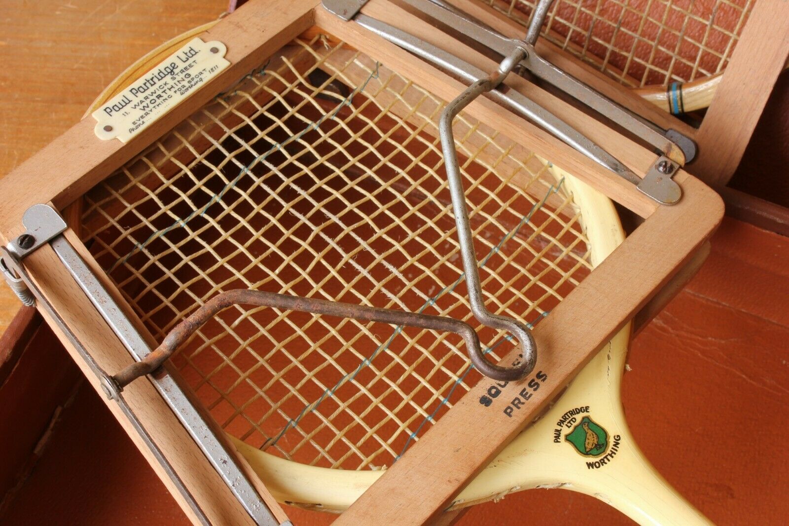 Leather Case Two Squash Racket & Press Set. Paul Partridge. ber's.