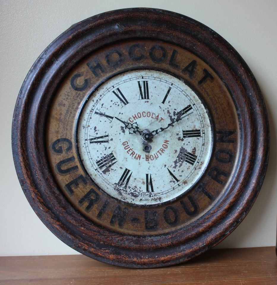French Guerin Boutron Chocolat Wall Clock. Chocolate Advertising Sign