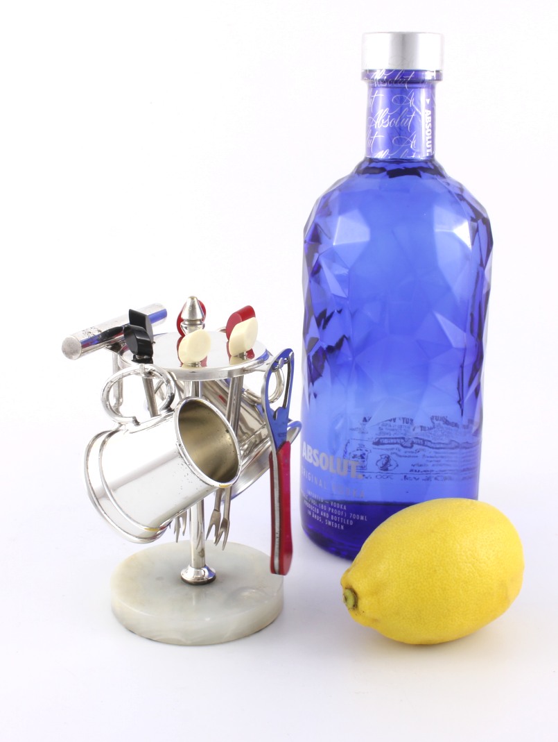 Bar Accessory Set. Cocktail Picks, Measure, Corkscrew, Bottle Opener.