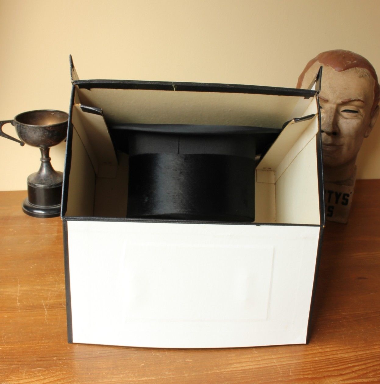 Empire Super Quality Silk Top Hat & Case. Antique Black Moleskin Plush