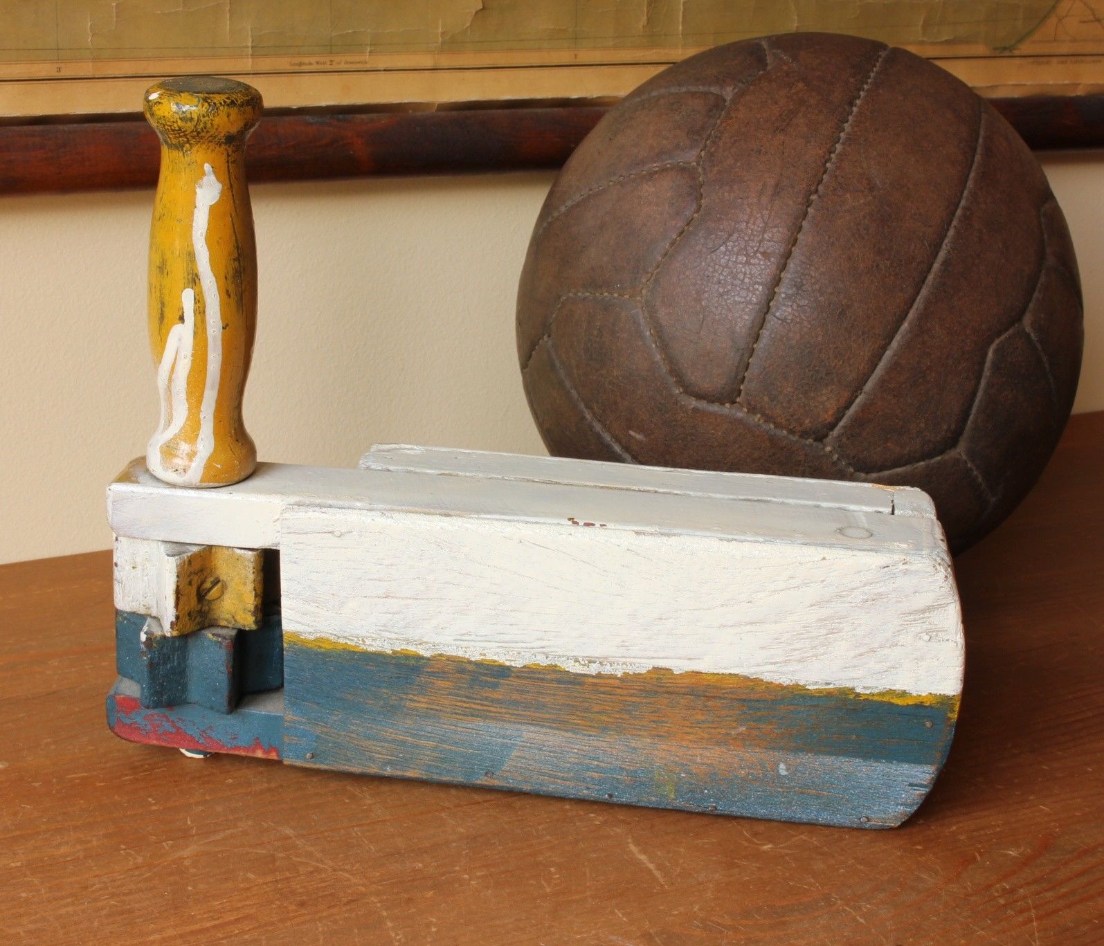 WWII ARP Gas / Football / Soccer Rattle. c1939 Blue & White. W.Clements.