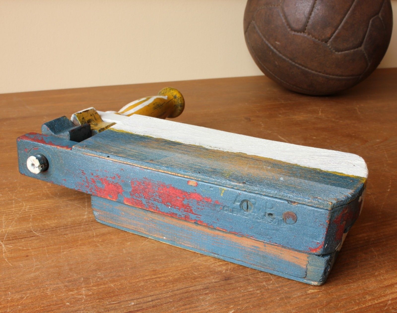 WWII ARP Gas / Football / Soccer Rattle. c1939 Blue & White. W.Clements.