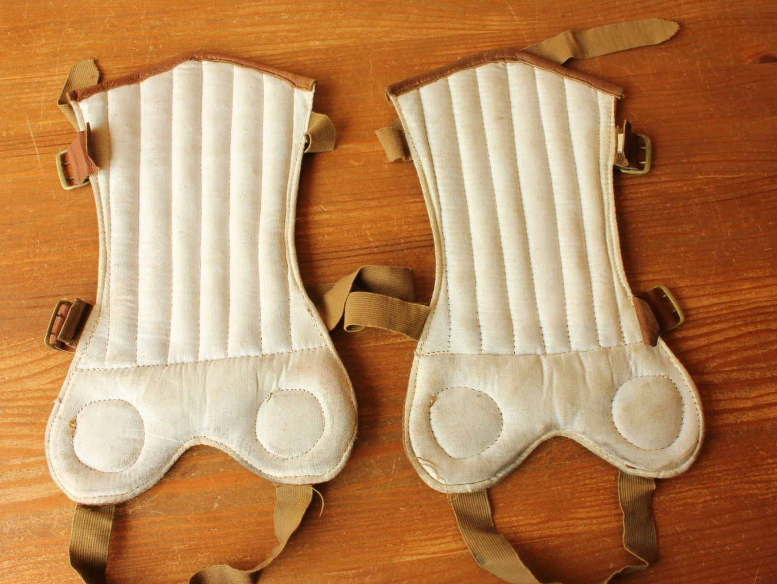Vintage Football Shin Pads. Old Antique Leather Soccer Shinpad Guards