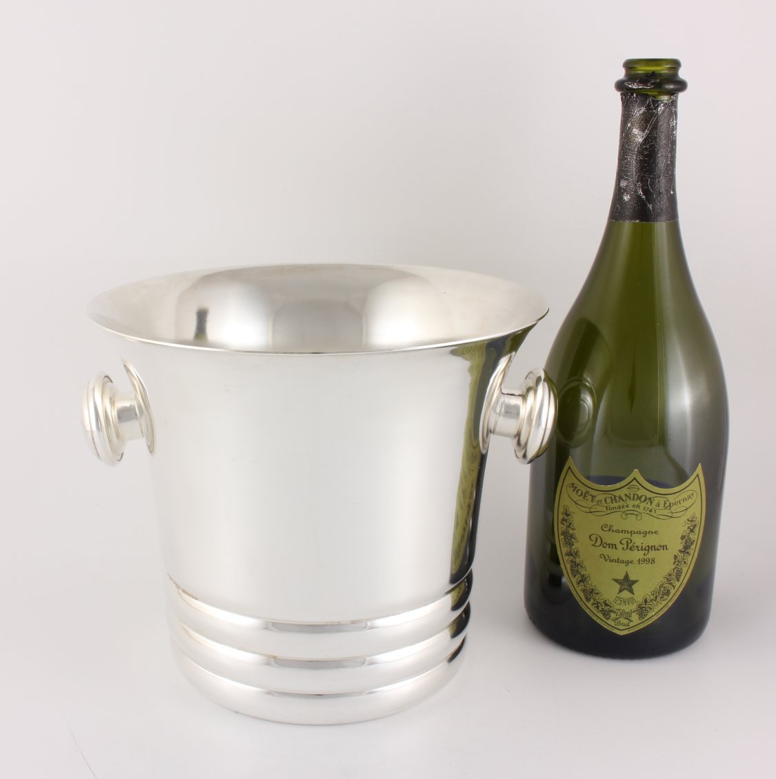 Art Deco French Silver Plate Wine Cooler. Fluted Champagne Ice Bucket.