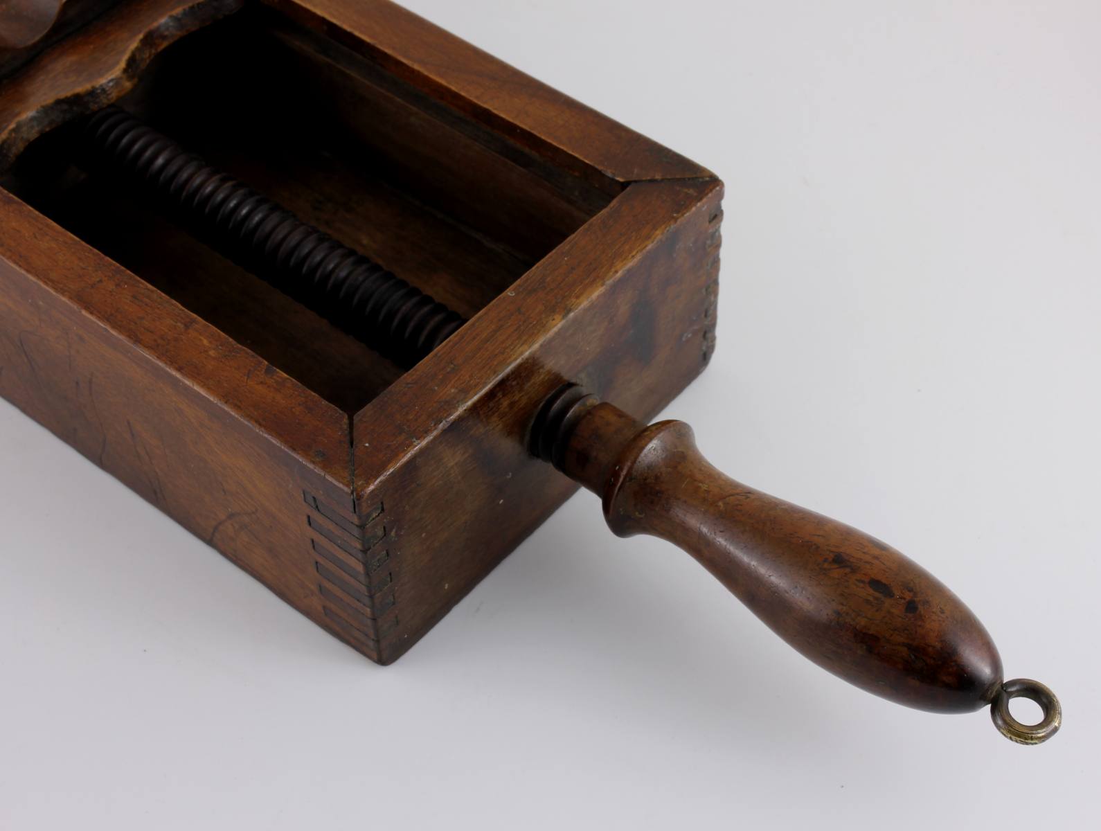 French Wood Playing Card Press. Wooden Card Clamp Storage Box. c1900.