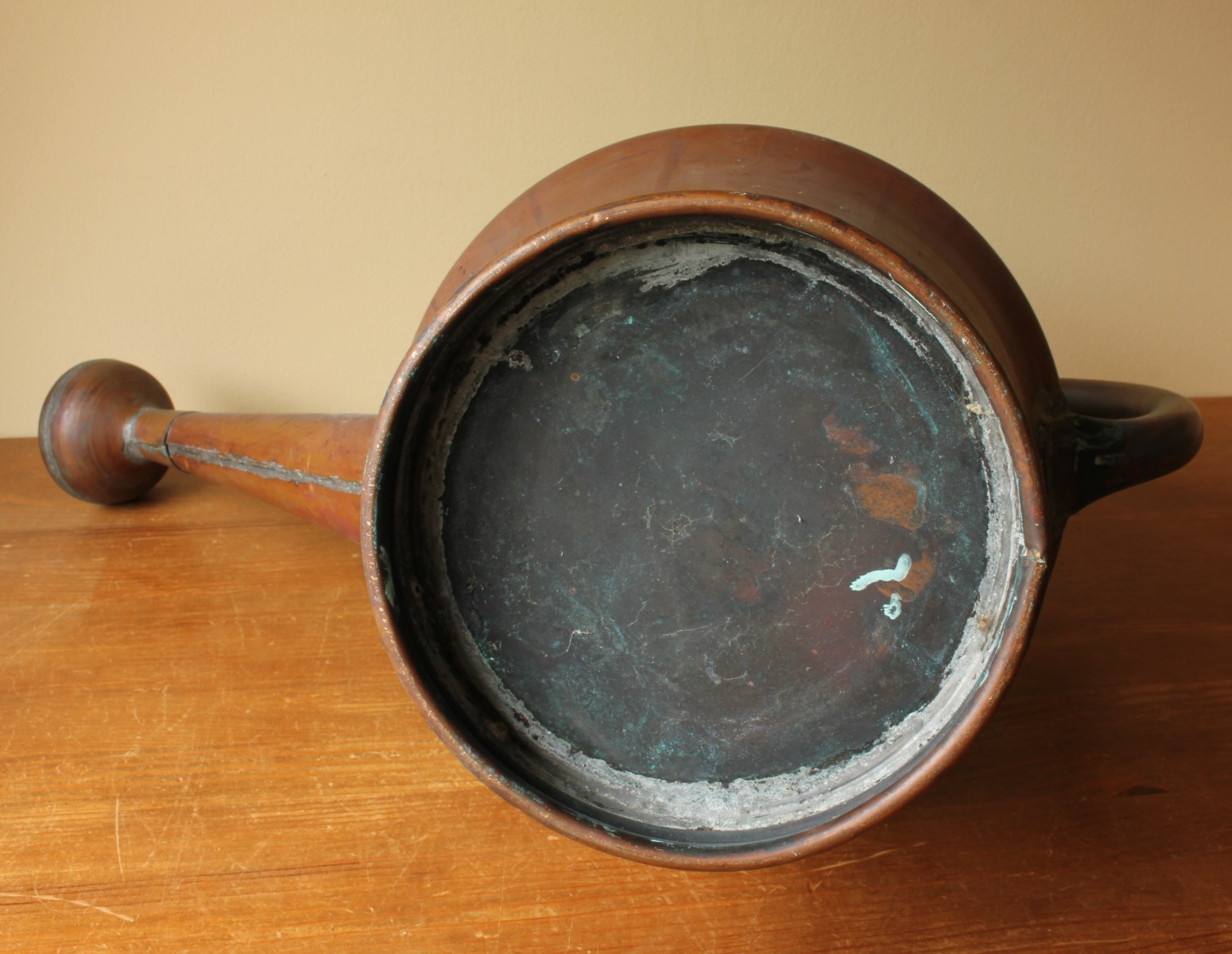 Large French Copper Watering Can. 19th Century Garden Rose Head Arrosoir.