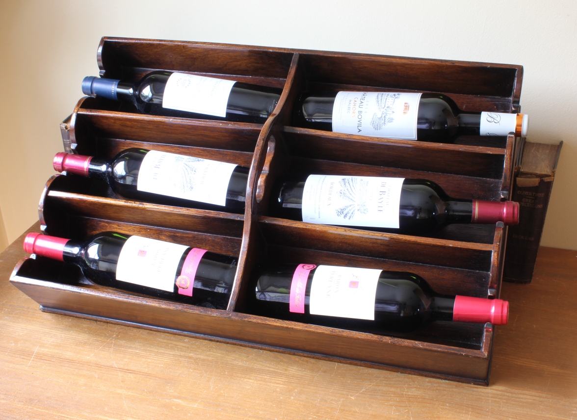 Mahogany Butler's 6 Wine Bottle Tray Carrier.