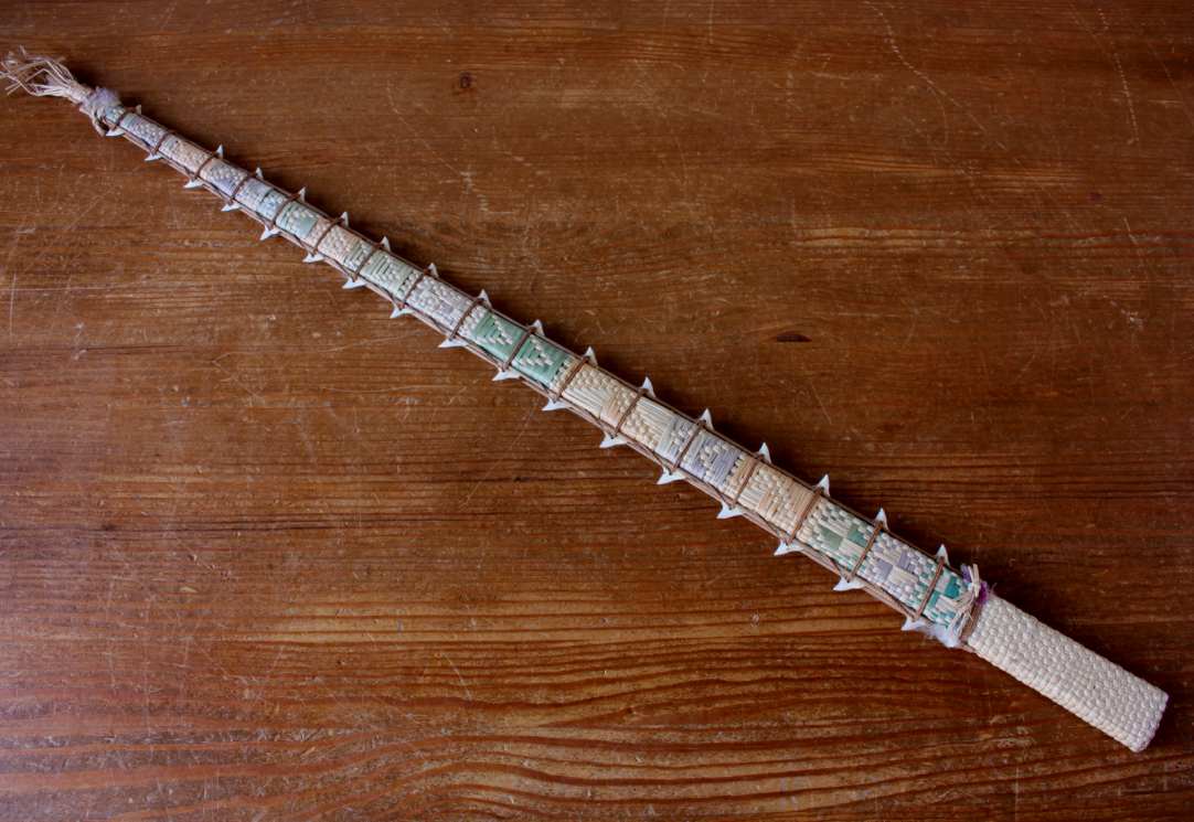 Gilbert Islands Shark Tooth Club. Kiribati Woven Design Turbutje.