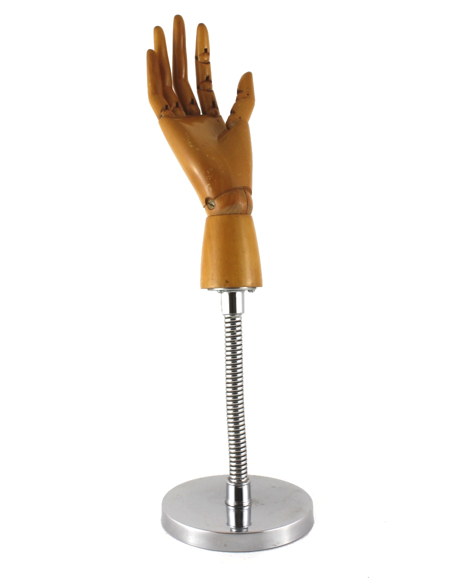 Articulated Mannequin Hand Glove Stand. Wood Jointed Finger Ring Display.