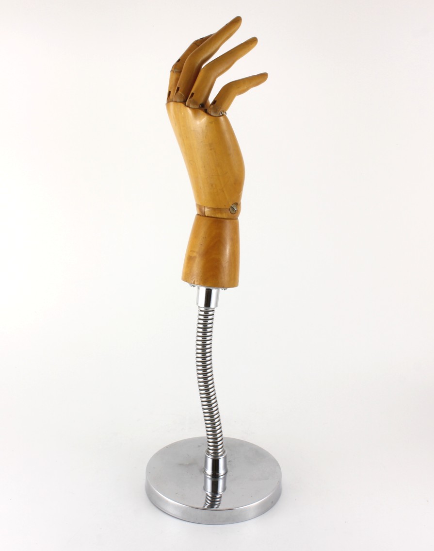 Articulated Mannequin Hand Glove Stand. Wood Jointed Finger Ring Display.