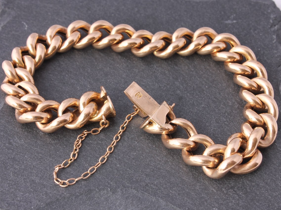 Victorian 15ct Yellow Gold Link Chain Bracelet. Antique C1880