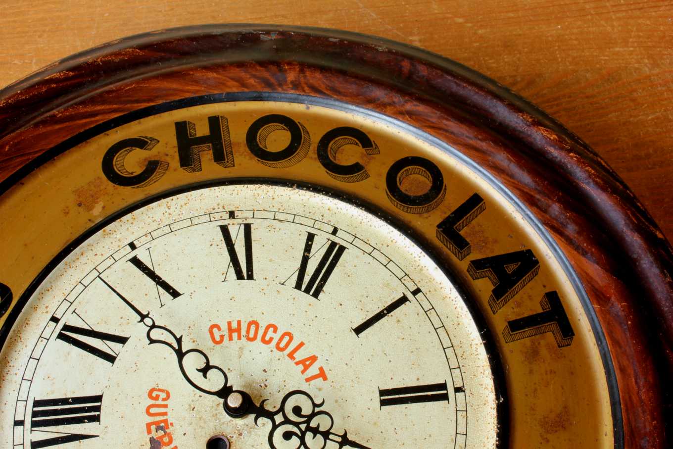 Guerin Boutron Chocolat French Wall Clock. Chocolate Advertising Sign